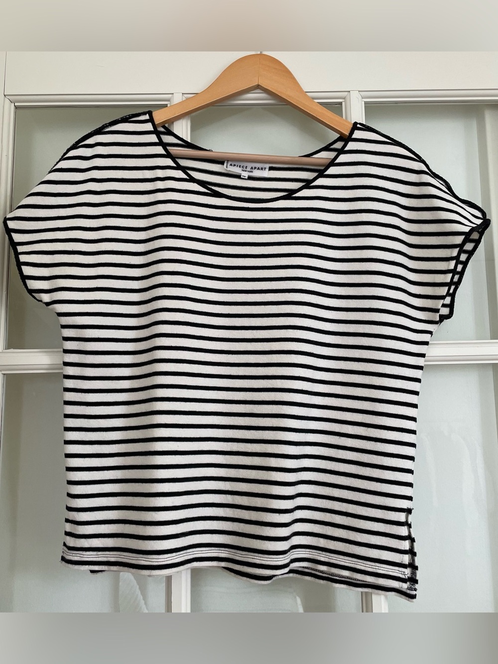 Apiece Apart black white striped short sleeve top 100% cotton women's XS